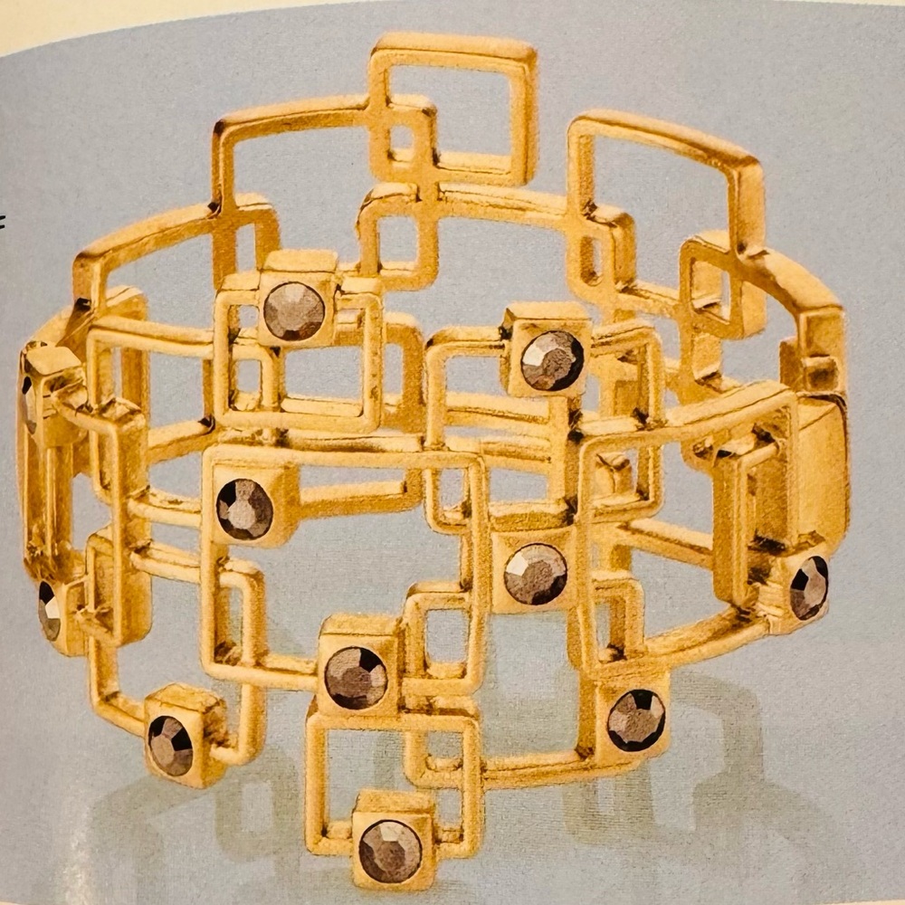 Lia Sophia “Hopscotch” Geometric Gold Bracelet with Brown Crystals